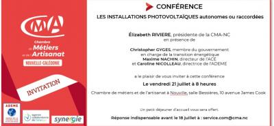 Invitation Conférence dédiée au photovoltaïque