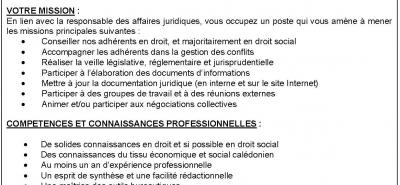 OFFRE D'EMPLOI : Un(e) juriste ou assistant(e) juridique (Poste à pourvoir en CDI)