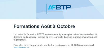 Les formations du mois d'août à octobre 2023