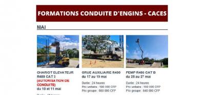 formations CONDUITE D’ENGINS – CACES des mois de MAI et JUIN
