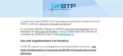 AFBTP - Les formations du mois d'avril à juin 2024