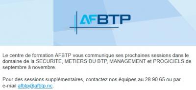 AFBTP - Les formations sécurité, métiers du BTP, management et Progiciels du mois de septembre à novembre 2023