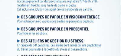 Reprise des activités: Mise à disposition de psychologues pour soutenir les salariés, responsables, RH et dirigeants.